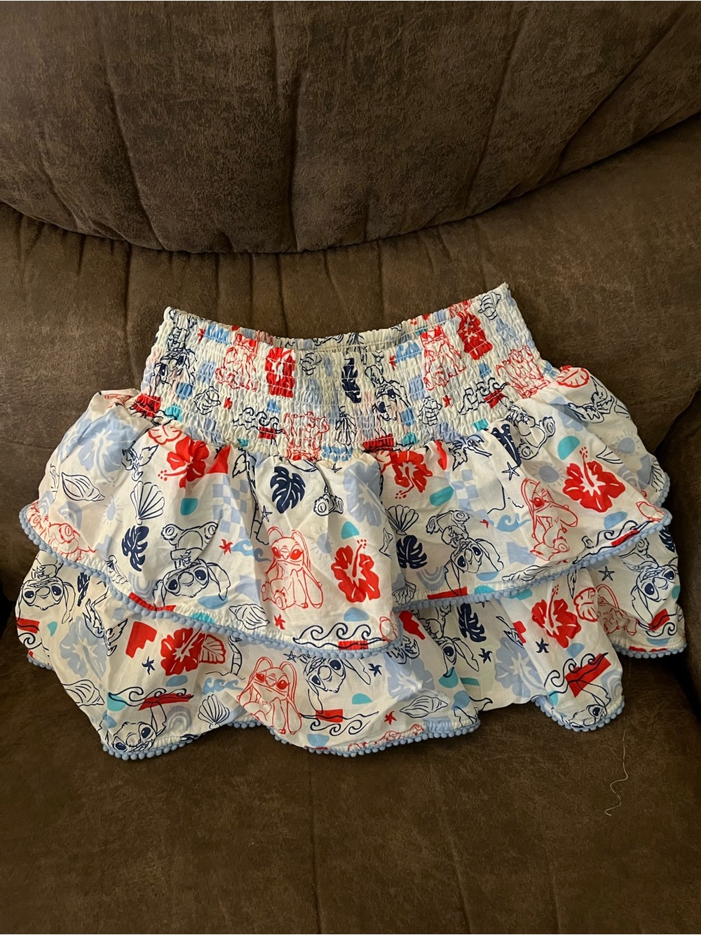 Disney Floral & Character Tiered Mini Skirt - White/Red/Blue